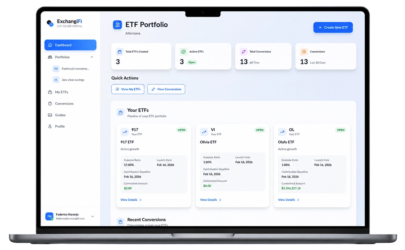 ExchangiFi issuer portal tracking ETF launches and conversions