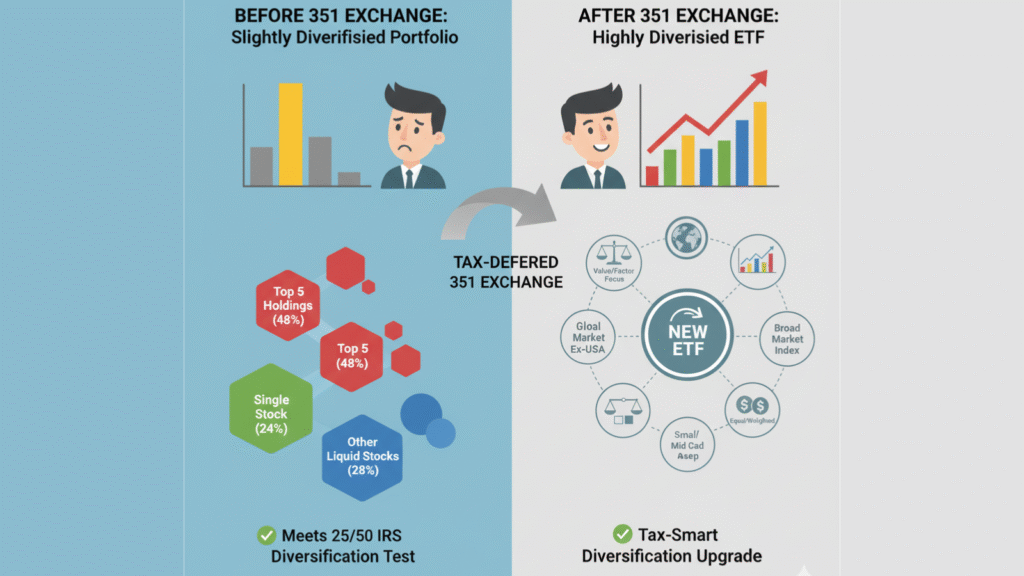 highly diverse ETF tax-free via a 351 exchange